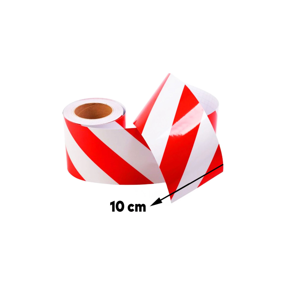 Kırmızı Beyaz Çift Renk Reflektif Bant 100mm x 46mt