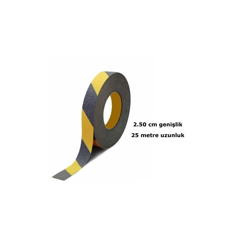 Sarı Siyah Merdiven Ve Zemin Kaydırmaz Bant 25mm x 25mt